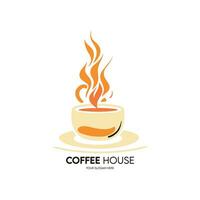 caffè Casa logo modello caldo caffè tazza vettore illustrazione