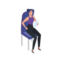 bella donna seduta sulla sedia personaggio avatar vettore