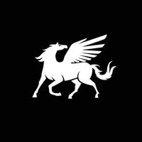 silhouette di un' mitico creatura di Pegasus su un' nero sfondo. vettore