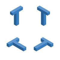 isometrico lettera t. modello per la creazione di loghi. vettore