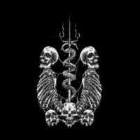 serpente cranio scheletro orrore Morte metallo illustrazione. mano disegnato orrore illustrazione vettore