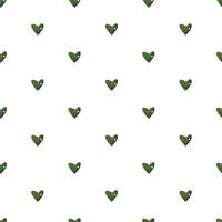 senza soluzione di continuità modello, astratto verde le foglie cuore. cuore sagomato pianta foglia. senza soluzione di continuità modello su il bianca sfondo. uso per sfondo, tessuti, striscioni, carte, sfondo sfondo. vettore illustrazione.