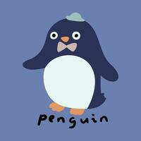 mano disegnato carino cartone animato illustrazione carino pinguino vettore