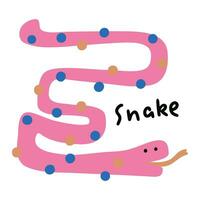 mano disegnato carino bambini cartone animato animale illustrazione serpente vettore