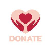 mani e cuore donazione logo. donare vettore icona.