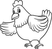 pollo animale domestico animali domestici cartone animato scarabocchio kawaii anime colorazione pagina carino illustrazione disegno clip arte personaggio chibi manga comico vettore