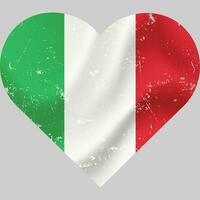 Italia bandiera nel cuore forma grunge Vintage ▾. italiano bandiera cuore. vettore bandiera, simbolo.