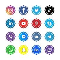 collezione di badge logo social media vettore