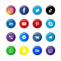 raccolta di pulsanti logo social media vettore