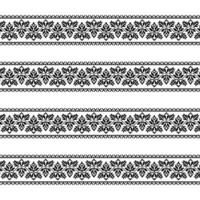 un' nero e bianca a strisce modello con geometrico fiori, ripetuto senza soluzione di continuità confine, modello vettore