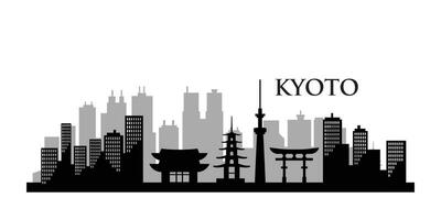 kyoto città orizzonte silhouette. vettore illustrazione design per uso nel turismo presentazioni, striscioni, cartelli, o siti web