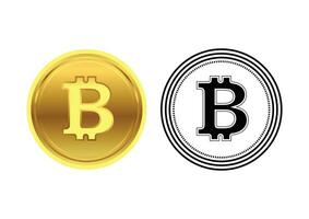 crypto moneta icona, d'oro bitcoin vettore logo, digitale pagamento simbolo