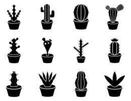 set di icone di cactus - illustrazione vettoriale. vettore