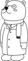 orso cartone animato personaggio carino la laurea cappello e grado certificato pieno corpo schema vettore