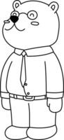 orso cartone animato personaggio carino inverno accogliente con caffè boccale tazza pieno corpo schema vettore