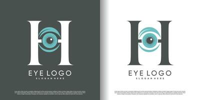 iniziale lettera h logo design modello con occhio concetto premio vettore