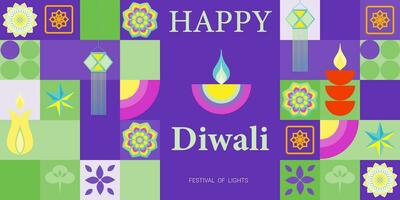 contento diwali, il Festival di luce. moderno geometrico minimalista design. vettore illustrazione
