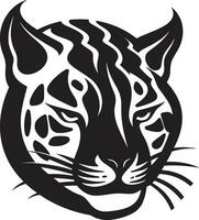 gattopardi sguardo nero vettore logo onice sussurra ocelot icona nel vettore