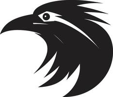 Corvo silhouette monocromatico distintivo elegante nero uccello cresta vettore