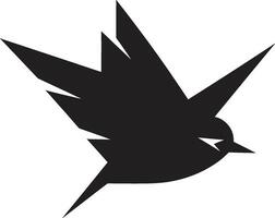 elegante nero emblema uccello canoro maestà scolpito passero silhouette alato abilità artistica vettore