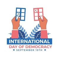 giornata internazionale della democrazia che mostra entrambi i lati della carta di voto vettore