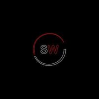 sw creativo moderno lettere logo design modello vettore