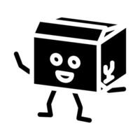 In piedi cartone scatola personaggio glifo icona vettore illustrazione
