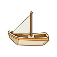ragazzo barca giocattolo cartone animato vettore illustrazione