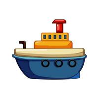 viaggio barca giocattolo cartone animato vettore illustrazione