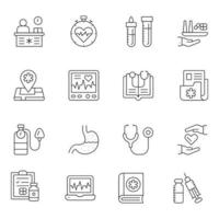 icone di linee sottili mediche e sanitarie vettore