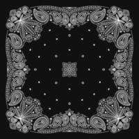 bandana ornamento paisley design in bianco e nero con foglia di cannabis vettore