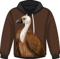 parte anteriore del maglione con cappuccio con motivo avvoltoio vettore