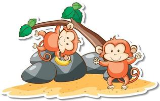 personaggio dei cartoni animati di adesivo scimmia carino vettore