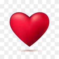 Morbido cuore rosso con sfondo trasparente. Illustrazione vettoriale