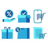 e-commerce in linea shopping piatto icona impostato vettore