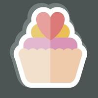 etichetta tazza torta. relazionato per San Valentino giorno simbolo. glifo stile. semplice design modificabile. semplice illustrazione vettore