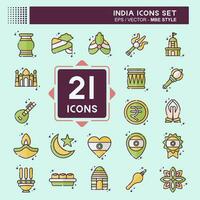 icona impostato India. relazionato per vacanza simbolo. mbe stile. semplice design modificabile. semplice illustrazione vettore