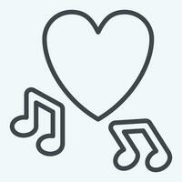 icona musica. relazionato per San Valentino giorno simbolo. linea stile. semplice design modificabile. semplice illustrazione vettore