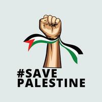 internazionale giorno di solidarietà il palestinese persone con mano e bandiera vettore illustrazione