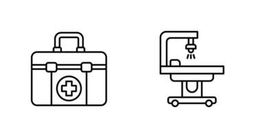 primo aiuto kit e operativo camera icona vettore