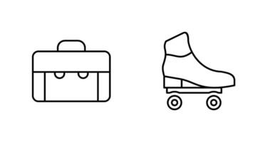 valigia e pattini icona vettore