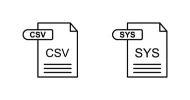 csv e SYS icona vettore