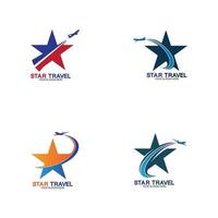 design del logo di viaggio stellare. design del logo dell'agenzia di viaggi. vettore