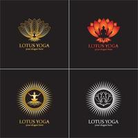 yoga logo design, meditazione umana nell'illustrazione vettoriale del fiore di loto