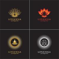 yoga logo design, meditazione umana nell'illustrazione vettoriale del fiore di loto