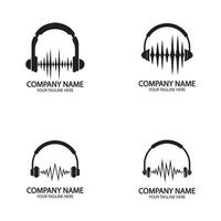 cuffie con onde sonore batte logo design illustrazione vettoriale