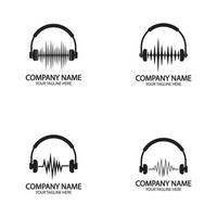 cuffie con onde sonore batte logo design illustrazione vettoriale