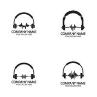 cuffie con onde sonore batte logo design illustrazione vettoriale