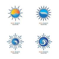 logo di progettazione dell'illustrazione di vettore dell'icona del sole e dell'onda dell'acqua