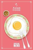 riso e uova fritte, cibo tailandese, illustrazione vettoriale